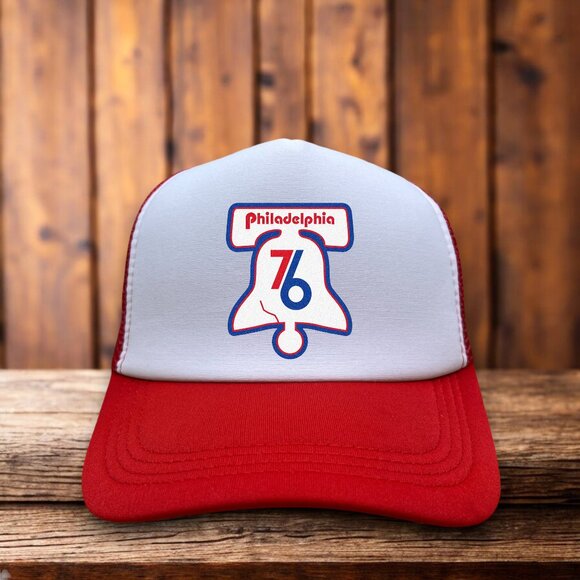 Unbranded Other - Philadelphia 76ers Mens Trucker Hat Red Snapback Retro Logo Basketball Cap